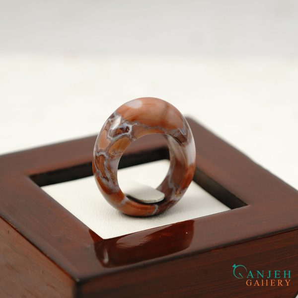 حلقه سنگی اصل عقیق ژاسپر- کد N3005- گالری جواهرات گنجه
