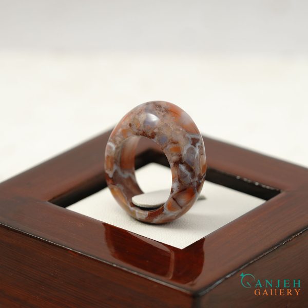 انگشتر سنگی اصل عقیق ژاسپر پرتقالی -کد N3005-گالری جواهرات گنجه