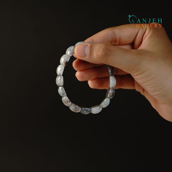 دستبند سنگی عقیق شجر بهاری کد N654 - گالری جواهرات گنجه