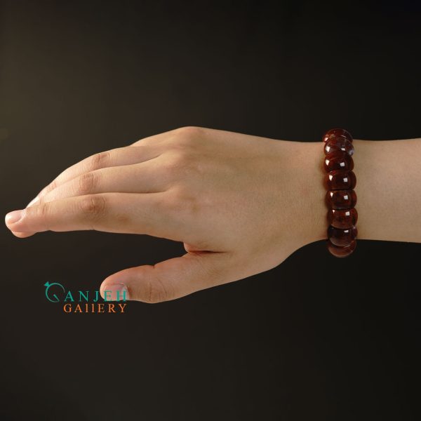دستبند سنگی عقیق سرخ کد N657 - گالری جواهرات گنجه