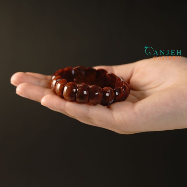 دستبند سنگی عقیق طرح راز سرخ کد N657 - گالری جواهرات گنجه