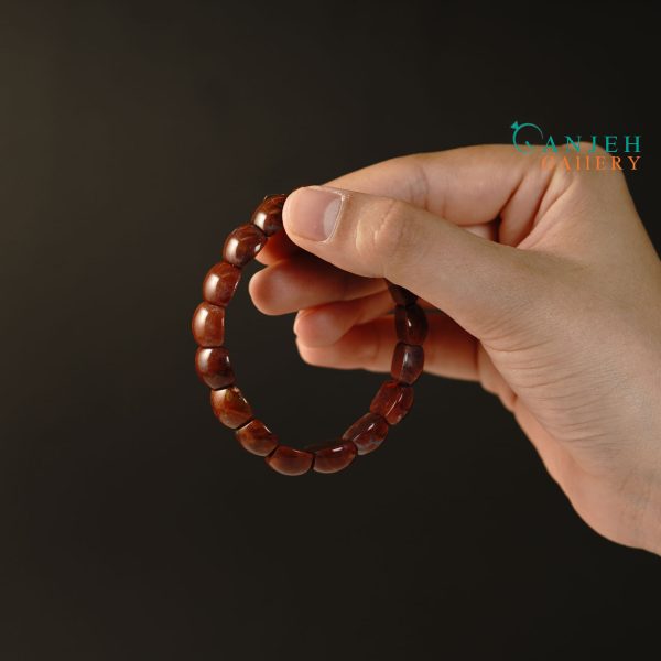 دستبند سنگی عقیق سرخ کد N657 - گالری جواهرات گنجه