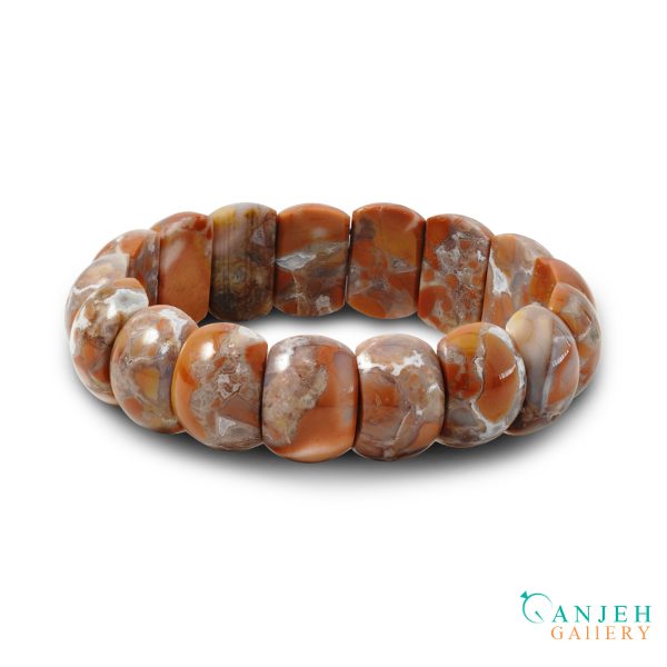 دستبند سنگی عقیق جاسپر طبیعی- کدN675 -گالری جواهرات گنجه