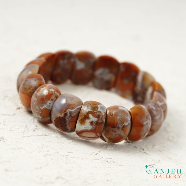 دستبند سنگی اصل عقیق جاسپر طبیعی - کدN675 -گالری جواهرات گنجه