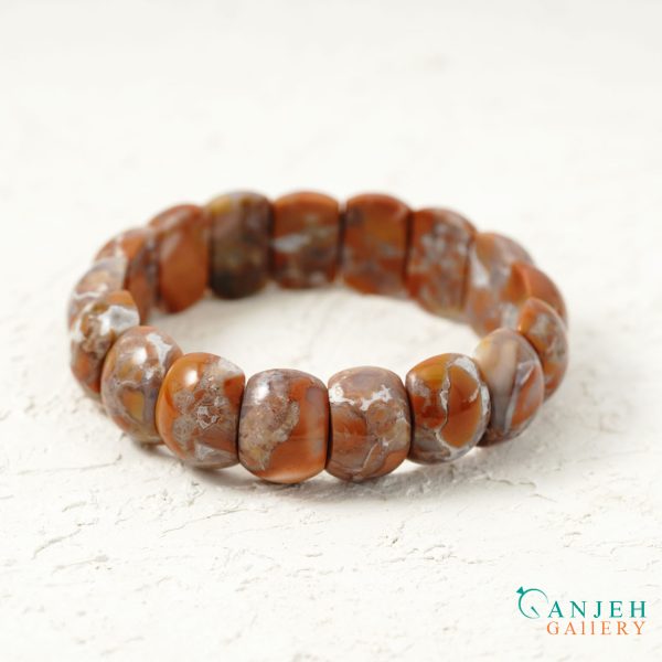 دستبند سنگی اصل عقیق جاسپر - کدN675 -گالری جواهرات گنجه