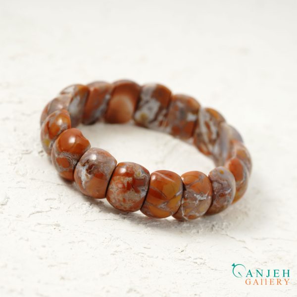 دستبند سنگی اصل عقیق جاسپر - کدN675 -گالری جواهرات گنجه