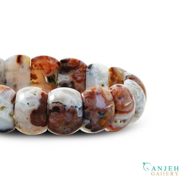دستبند سنگی عقیق سلیمانی شجر ژئوددار طبیعی- کد N676-گالری جواهرات گنجه