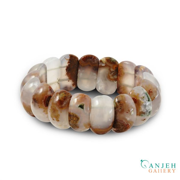 دستبند سنگی اصل عقیق شجر - کد N679 - گالری جواهرات گنجه