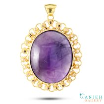 گردنبند آمیتیست طلا زنانه طرح خشخاشی - کد G395-گالری جواهرات گنجه