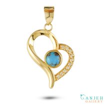گردنبند طلا قلب با سنگ فیروزه نیشابوری طرح هانا -کد G398-گالری جواهرات گنجه