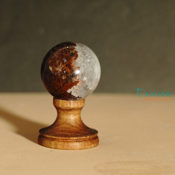 گوی سنگی عقیق شجر و کوارتز- کد N2049-گالری جواهرات گنجه