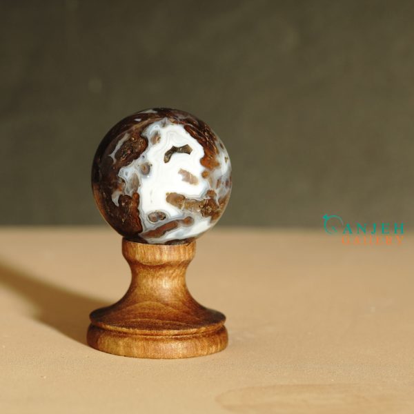 گوی سنگی عقیق سلیمانی طبیعی- کد N2050-گالری جواهرات گنجه