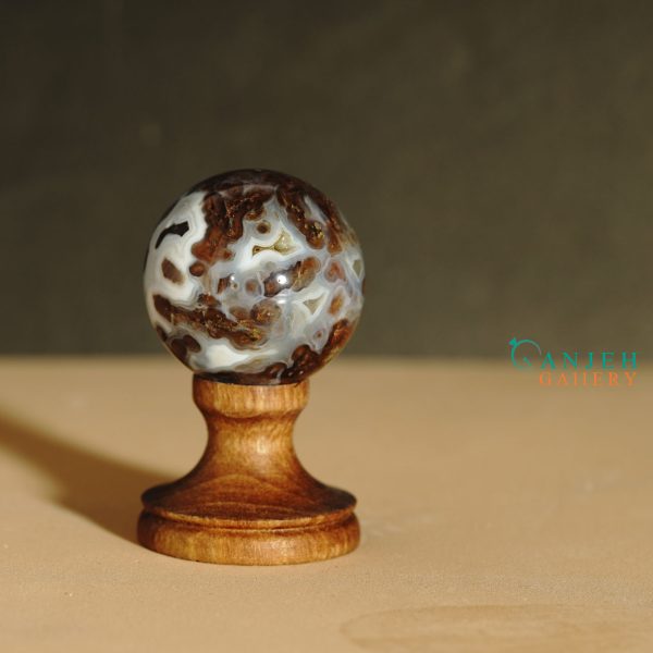 گوی سنگی عقیق طبیعی شجر- کد N2050-گالری جواهرات گنجه