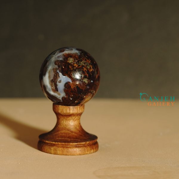 گوی سنگی عقیق طبیعی ژئود دار- کد N2050-گالری جواهرات گنجه