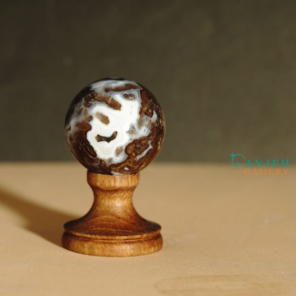 گوی سنگی عقیق طبیعی سلیمانی سفید- کد N2050-گالری جواهرات گنجه