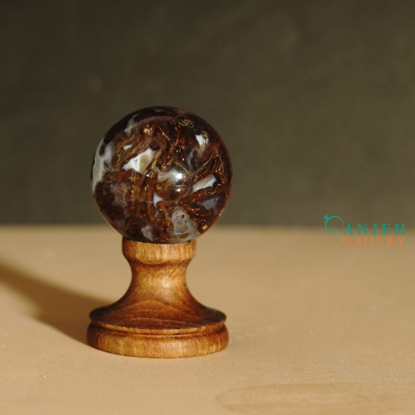گوی سنگی عقیق شجر پاییزی طبیعی- کد N2050-گالری جواهرات گنجه