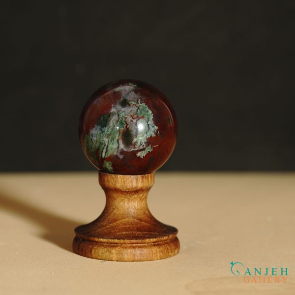 گوی سنگی عقیق شجر -کد N2052-گالری جواهرات گنجه