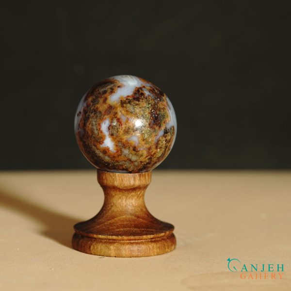 گوی سنگی عقیق شجر -کد N2053-گالری جواهرات گنجه