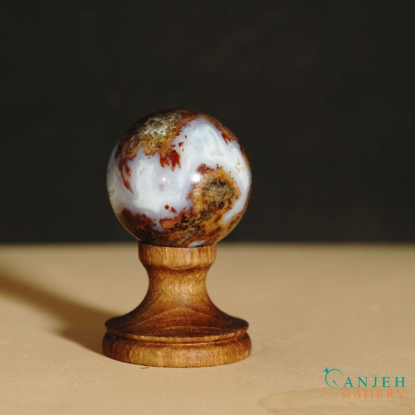 گوی سنگی عقیق شجر -کد N2053-گالری جواهرات گنجه