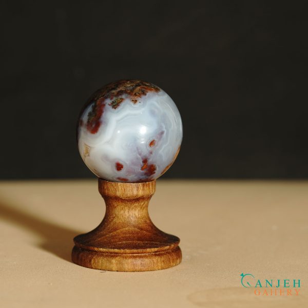 گوی سنگی عقیق شجر -کد N2053-گالری جواهرات گنجه