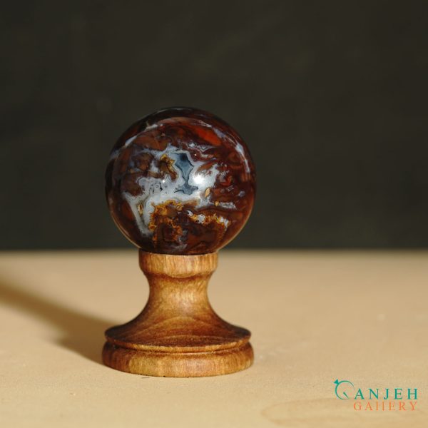 گوی سنگی عقیق شجر -کد N2054-گالری جواهرات گنجه