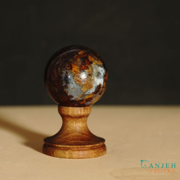 گوی سنگی اصل عقیق شجری-کد N2054-گالری جواهرات گنجه