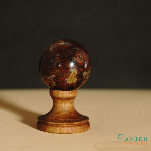 گوی سنگی عقیق شجر -کد N2058-گالری جواهرات گنجه