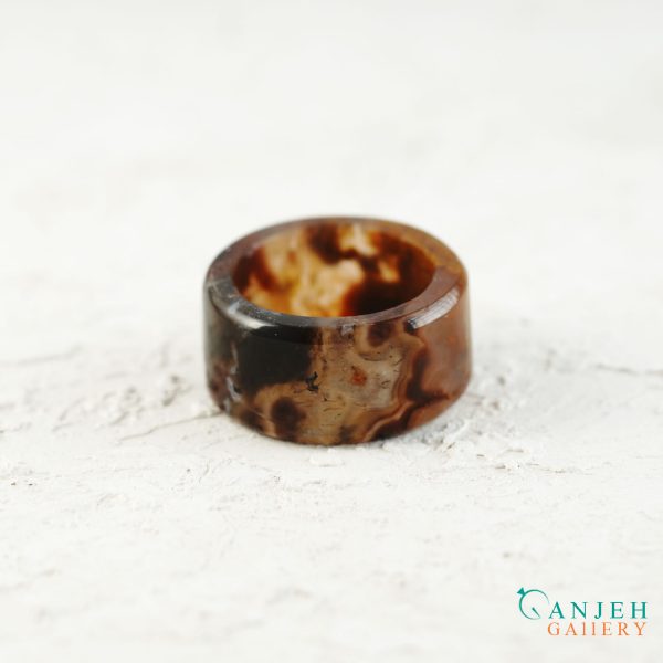 حلقه سنگی عقیق خرمایی پاییزی-کد N3007-گالری جواهرات گنجه