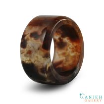 حلقه سنگی عقیق خرمایی -کد N3007-گالری جواهرات گنجه