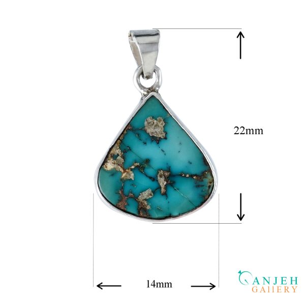 گردنبند فیروزه نیشابوری ساده اشکی -کد N1416-گالری جواهرات گنجه