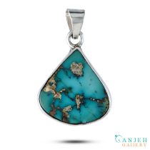 گردنبند فیروزه نیشابوری ساده اشکی شکل- کد N1416-گالری جواهرات گنجه