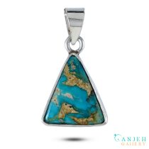 گردنبند نقره فیروزه نیشابور مثلثی شکل -کد S1417-گالری جواهرات گنجه