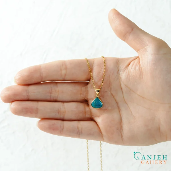 گردنبند فیروزه ظریف طلا زنانه -کد G400-گالری جواهرات گنجه