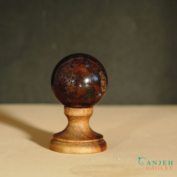 گوی سنگی عقیق شجر- کد N2063-گالری جواهرات گنجه