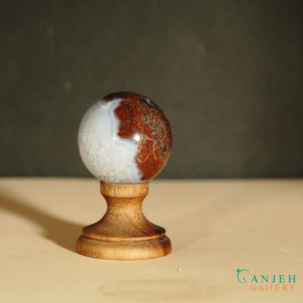 گوی سنگی عقیق سلیمانی شجر- کد N2068-گالری جواهرات گنجه