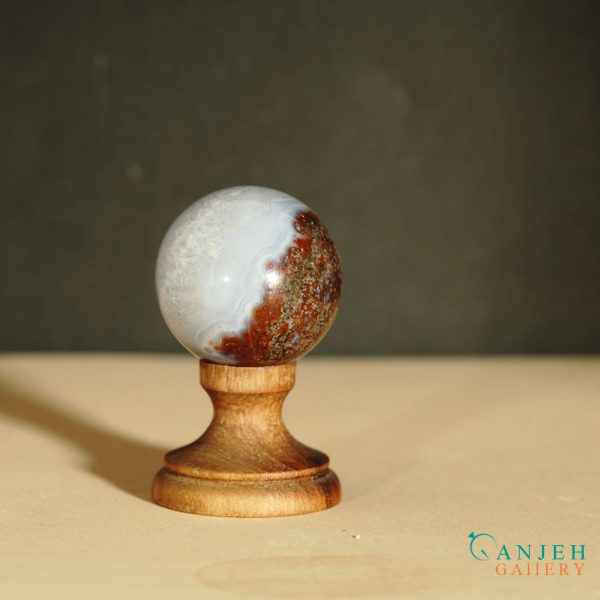 گوی سنگی عقیق سلیمانی شجر- کد N2068-گالری جواهرات گنجه
