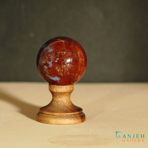 گوی سنگی عقیق ژاسپر قرمز- کد N2069-گالری جواهرات گنجه
