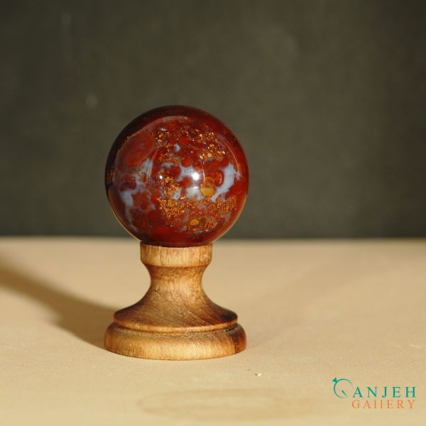 گوی سنگی عقیق شجر قرمز- کد N2069-گالری جواهرات گنجه