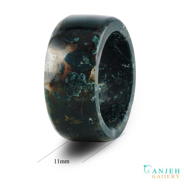 حلقه سنگی عقیق خزه ای- کد N3010-گالری جواهرات گنجه