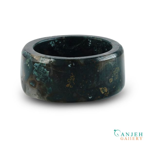 حلقه سنگی عقیق شجر- کد N3010-گالری جواهرات گنجه