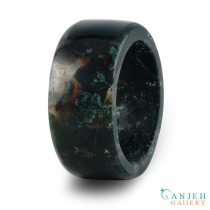 حلقه سنگی عقیق خزه ای سبز- کد N3010-گالری جواهرات گنجه