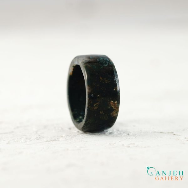 حلقه سنگی عقیق جاسپر سبز- کد N3010-گالری جواهرات گنجه