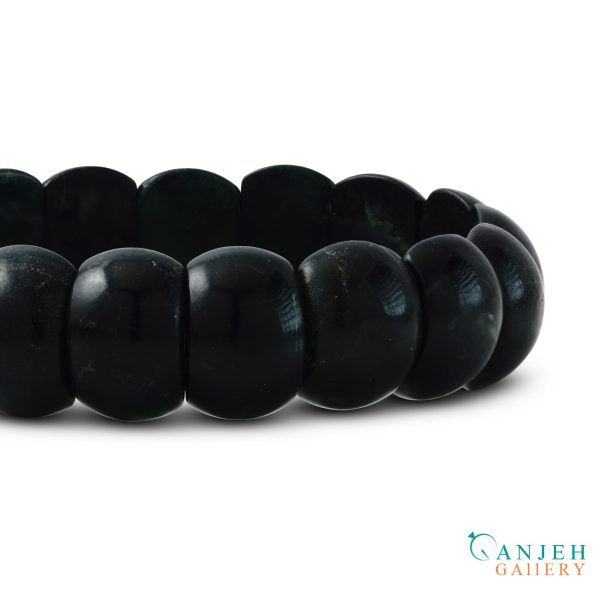 دستبند سنگی یشم سیاه طبیعی-کد N687-گالری جواهرات گنجه