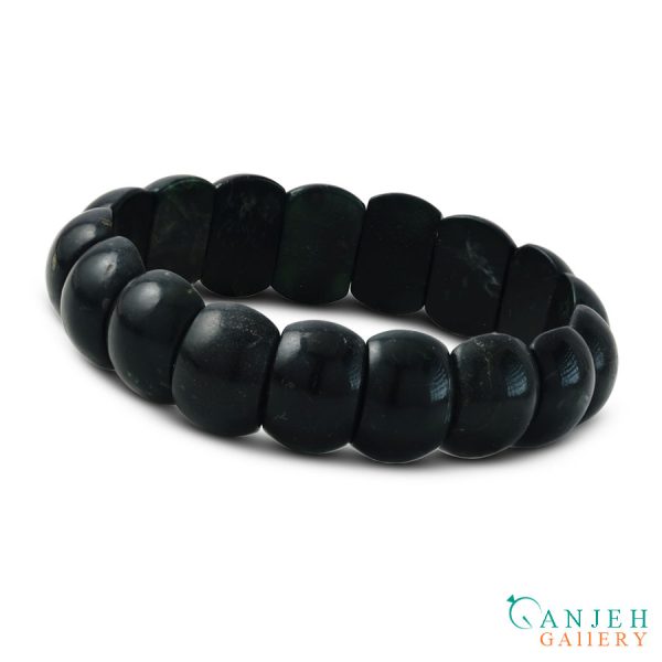 دستبند سنگی یشم سیاه اصل -کد N687-گالری جواهرات گنجه
