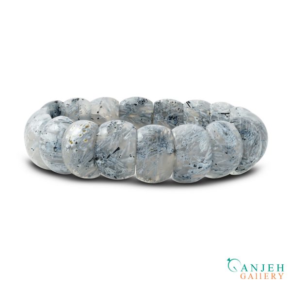 دستبند سنگی عقیق رتایلی طبیعی-کد N688-گالری جواهرات گنجه