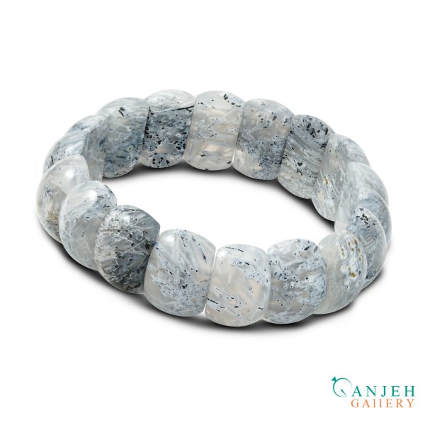 دستبند سنگی عقیق رتایلی سفید-کد N688-گالری جواهرات گنجه