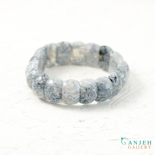 دستبند سنگی عقیق سوزنی ایرانی-کد N688-گالری جواهرات گنجه