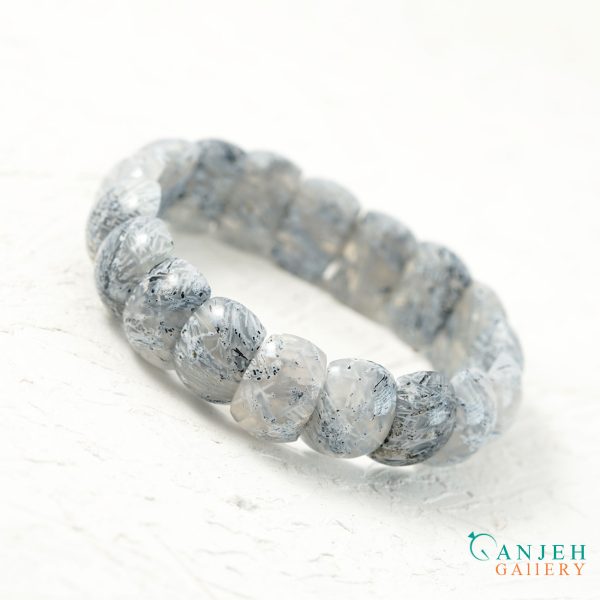 دستبند سنگی عقیق رتایلی -کد N688-گالری جواهرات گنجه