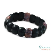 دستبند سنگی یشم و عقیق- کد N689-گالری جواهرات گنجه