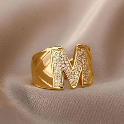 انگشتر طلا اول اسم M-گالری جواهرات گنجه